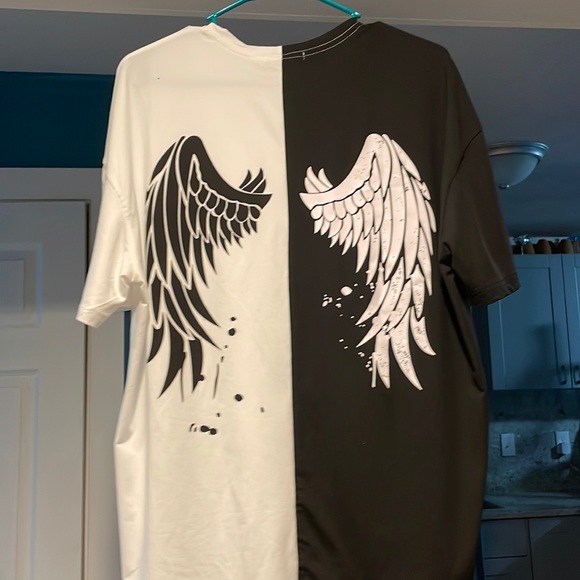Shein Tops Shein Half White Half Black Oversized Shirts Poshmark